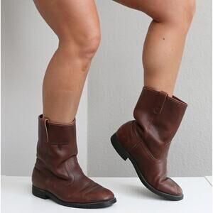 1990's Vintage Mason Western Auburn Leather Pull On Work Boots ~Men's 7-1/2 to 8